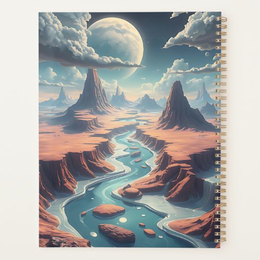 非現実的な別世界のパーソナライズされた風景 プランナー手帳 (裏面)