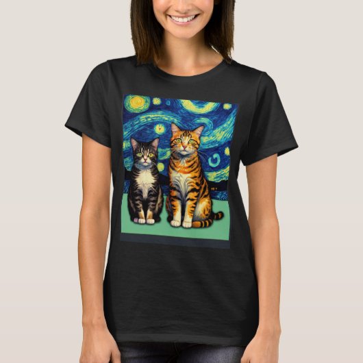 非現実的な印象派の猫の印象派の猫4 Tシャツ (正面)