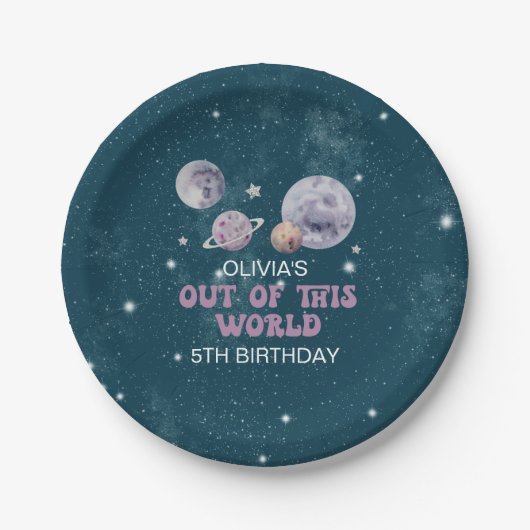 非現実的な惑星の誕生日おめでとう ペーパープレート (正面)