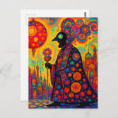 非現実的サイケデリックな司祭が街を歩く ポストカード (正面/裏面)