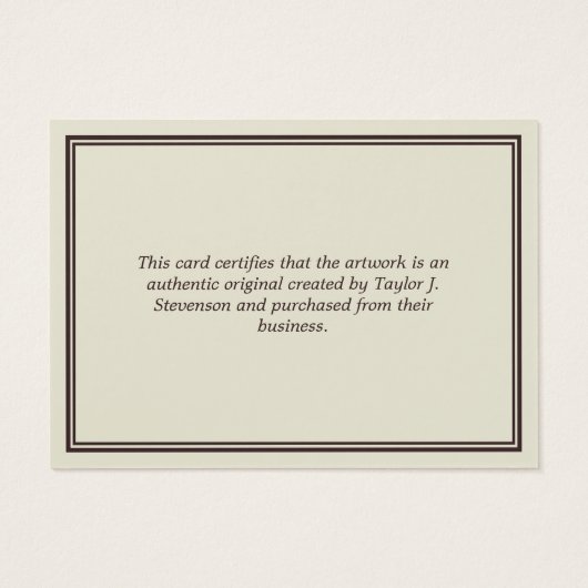 非白色および茶色のCertificate of Authenticity (裏面)