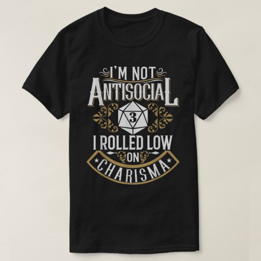 非社交的じゃない、魅力が低い面白い Tシャツ (デザイン正面)