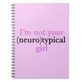 非神経典型的な女の子かわいい自閉症プライドピンクアスピー ノートブック (正面)
