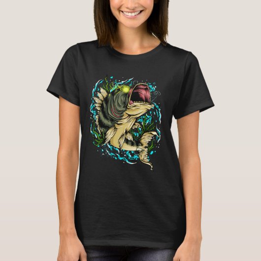 非神聖な魚の悪魔の目ゴシック悪の悪魔のシンボル Tシャツ (正面)