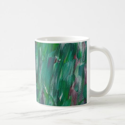 非表示の緑赤白カラフルな抽象芸術 コーヒーマグカップ (右)