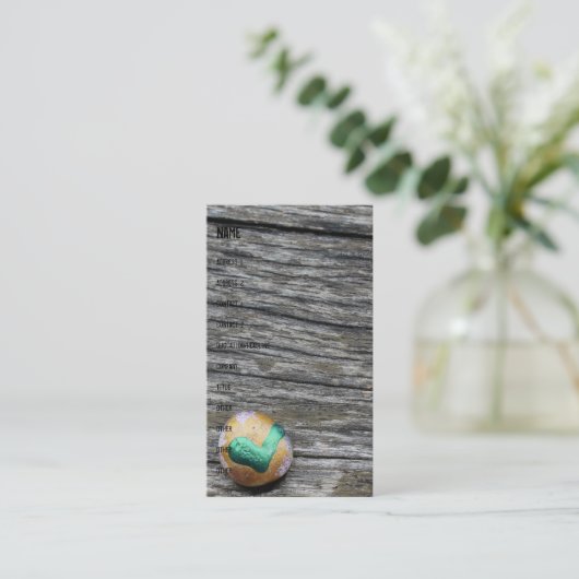 非表示ハートロック素朴オン木 名刺 (スタンド正面)