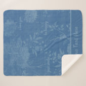 非表示メッセージかわいらしの青フローラ シェルパブランケット (正面(横))