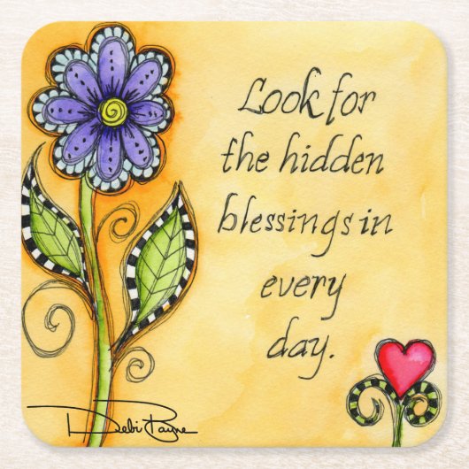 非表示恵み スクエアペーパーコースター (正面)