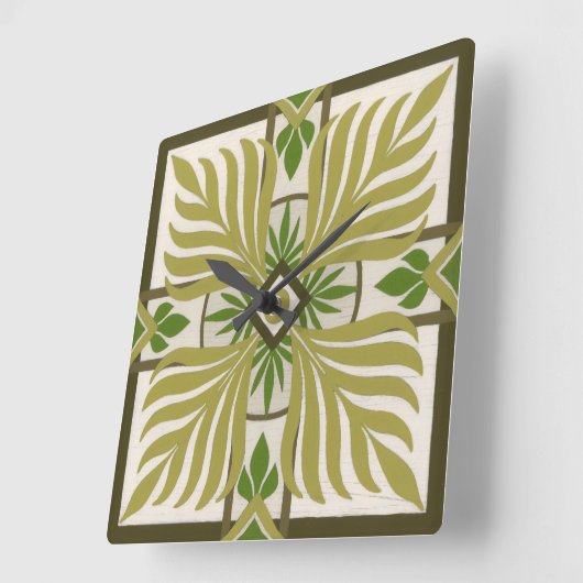 非装飾されたやしモチーフII スクエア壁時計 (傾斜)