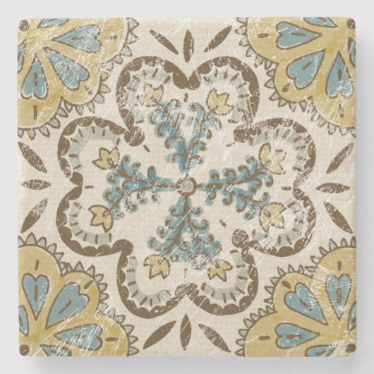 非装飾されたろうけつ染めの正方形II ストーンコースター (正面)