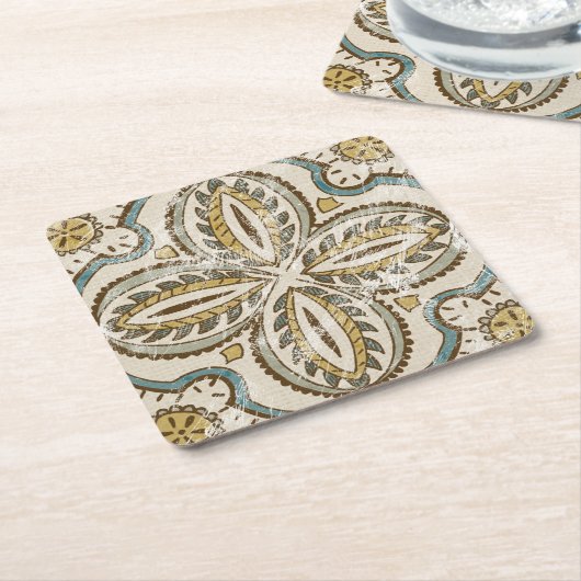 非装飾されたろうけつ染めの正方形III スクエアペーパーコースター (アングル)