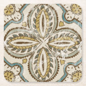 非装飾されたろうけつ染めの正方形III スクエアペーパーコースター (正面)