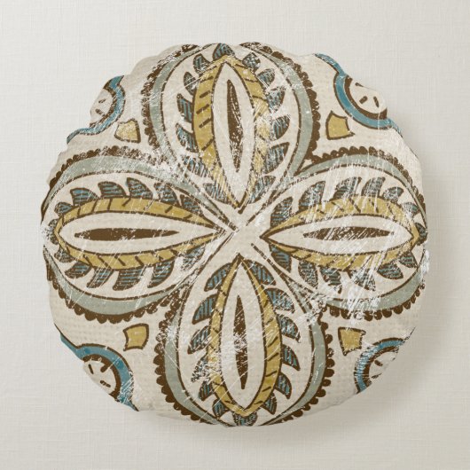 非装飾されたろうけつ染めの正方形III ラウンドクッション (正面)