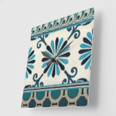 非装飾されたインディゴのフリーズII スクエア壁時計 (傾斜)