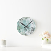 非装飾された花のスプレーIII ラウンド壁時計 (ホーム)