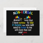 非言語的自閉症に関する認識パズル シーズンポストカード (正面/裏面)