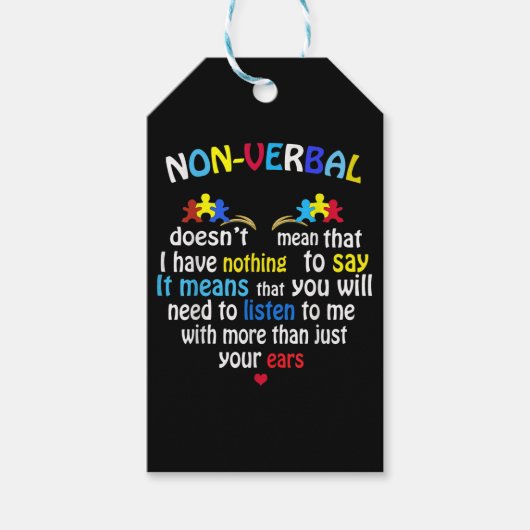 非言語自閉症意識パズル ギフトタグ (正面)