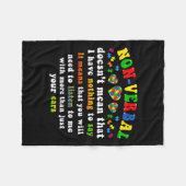 非言語自閉症意識パズル フリースブランケット (正面(横))