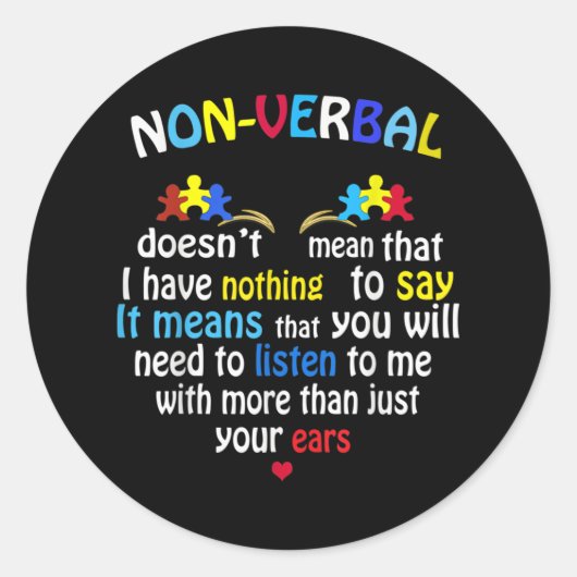 非言語自閉症意識パズル ラウンドシール (正面)