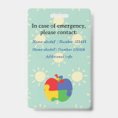 非言語自閉症意識ラニヤール自閉症ID バッジ (Back)