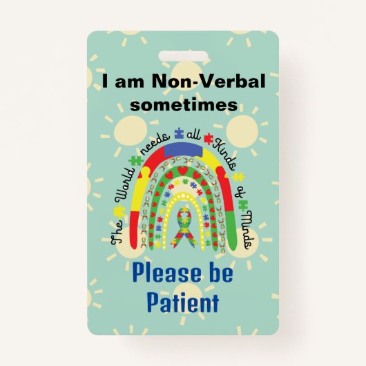 非言語自閉症意識ラニヤール自閉症ID バッジ (正面)