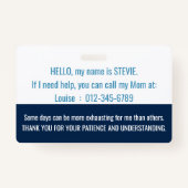 非言語認識度及び緊急連絡用 バッジ (裏面)