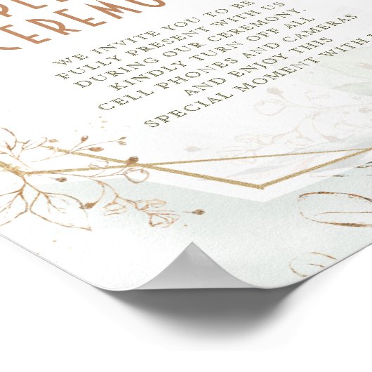 非詰め式のサイン緑と金ゴールド幾何学的 ポスター (角)