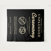 非詰め式ブラックバターイエローバックドロップ タペストリー (正面(横))