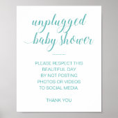 非詰め込みベビーシャワーなしソーシャルメディアターコイズ ポスター (正面)