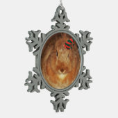 非難のバニーウサギのオーナメント スノーフレークピューターオーナメント (左)