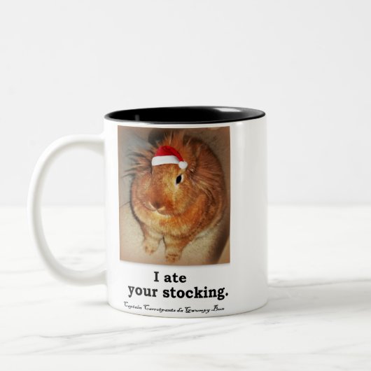 非難のバニーウサギ2の調子のマグ ツートーンマグカップ (左)