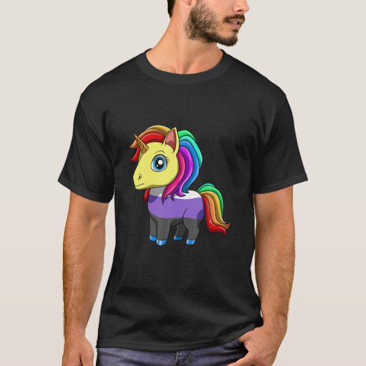非2おもしろい進法とGenderqueer Unicorn Tシャツ (正面)