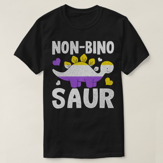 非Bino Saur恐竜アジェンダー非バイナリプルラブ Tシャツ (デザイン正面)