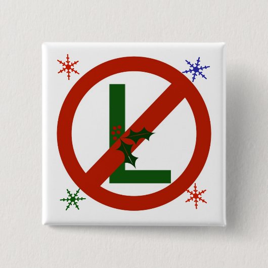 非L Noelの正方形のクリスマスボタン 缶バッジ (正面)