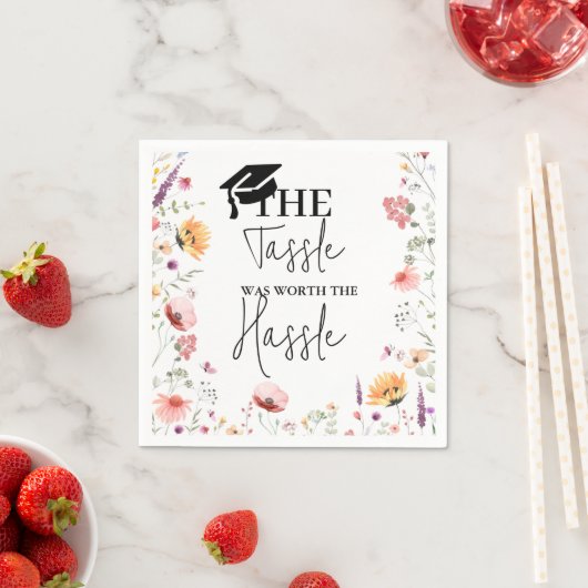 面倒なワイルドフラワー卒業の価値のあるタッセル スタンダードカクテルナプキン (インサイチュ)