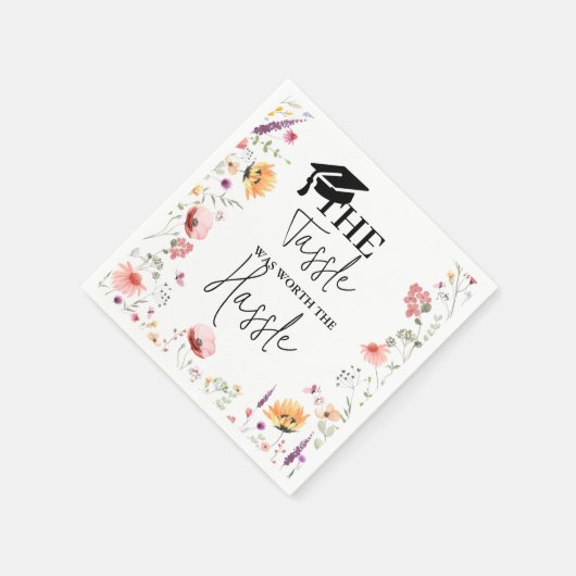 面倒なワイルドフラワー卒業の価値のあるタッセル スタンダードカクテルナプキン (角)