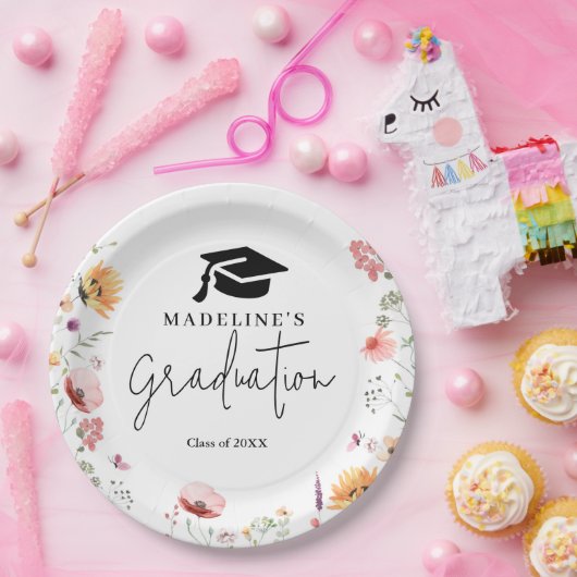 面倒なワイルドフラワー卒業の価値のあるタッセル ペーパープレート (パーティー)