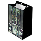 面取りガラスのステンドメタリックなルックモダンシルバー ミディアムペーパーバッグ (正面アングル)