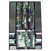 面取りガラスのステンドメタリックなルックモダンシルバー ミディアムペーパーバッグ (裏面)