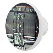 面取りガラスの白樺の木のメタリックシルバー モダン セラミックノブ (右)