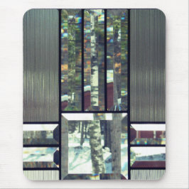 面取りガラスはシルバーググレー黒 マウスパッド