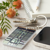 面取りガラス樺の木木の金属銀モダン キーホルダー (正面右)