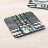 面取りガラス樺の木木の金属銀モダン コースター (左側)