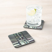 面取りガラス樺の木木の金属銀モダン コースター (右側)