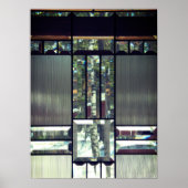 面取りガラス樺の木木の金属銀モダン ポスター (正面)