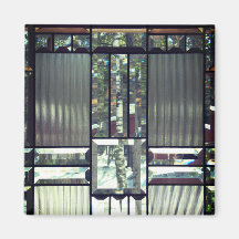 面取りガラス樺の木木の金属銀モダン