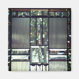 面取りガラス樺の木木の金属銀モダン マグネット