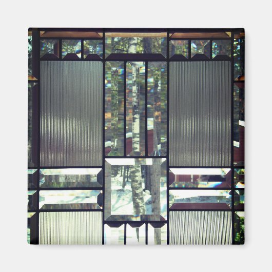 面取りガラス樺の木木の金属銀モダン マグネット (正面)