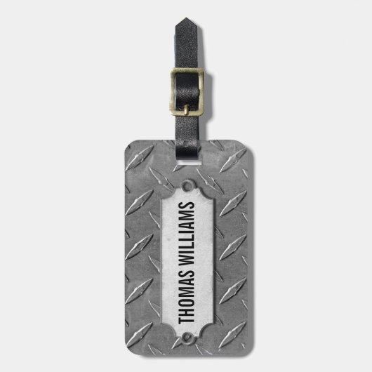 面取り付きグレーダイヤモンドメッキラベル ラゲッジタグ (正面縦)