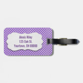 面取り付き紫色のギンガムラベル ラゲッジタグ (裏面横)